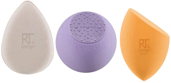 Real Techniques Sponge+ Pro-Glow Radiance Complexion Set, 3-Piece Makeup and Skincare Sponge Kit