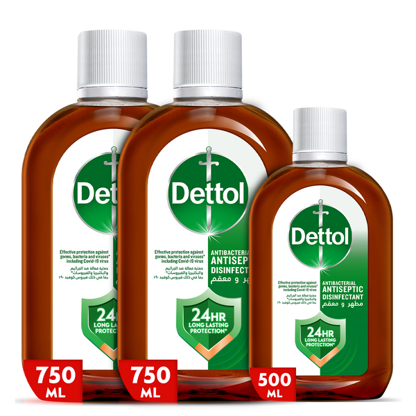 Dettol Antiseptic Disinfectant Liquid Multi-Pack 2 x 750ml + 500ml