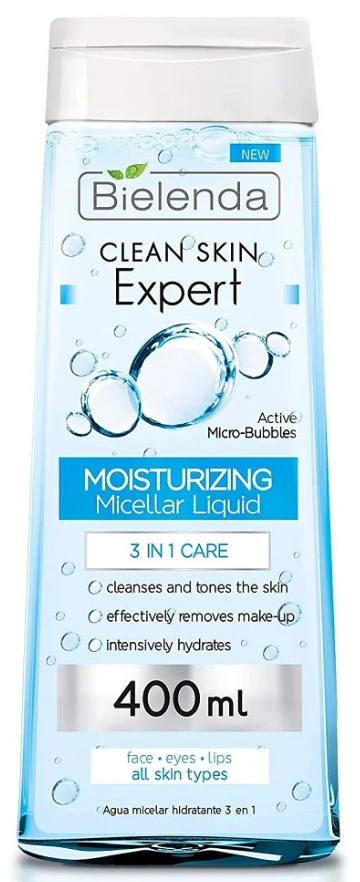 Bielenda Clean Skin Expert Moisturizing Micellar Water Makeup Remover 400 ml