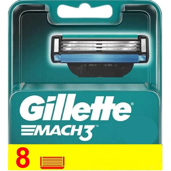 Gillette Mach3 Razor Blade Refills, 3-Blade Technology, Lubrastrip, 8 Count