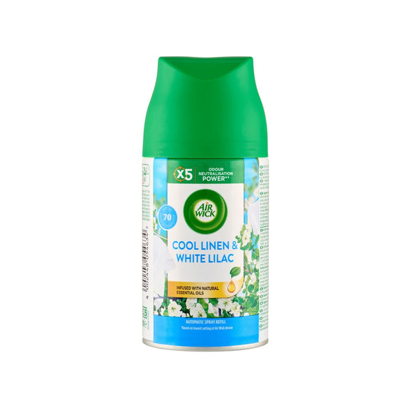 Air Wick Cool Linen & White Lilac Air Freshener Refill, Automatic Spray, 250ml