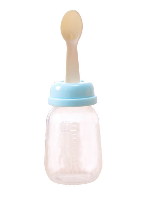 Luqu Baby Weaning Food Feeder Bottle with Spoon, 120ml Blue