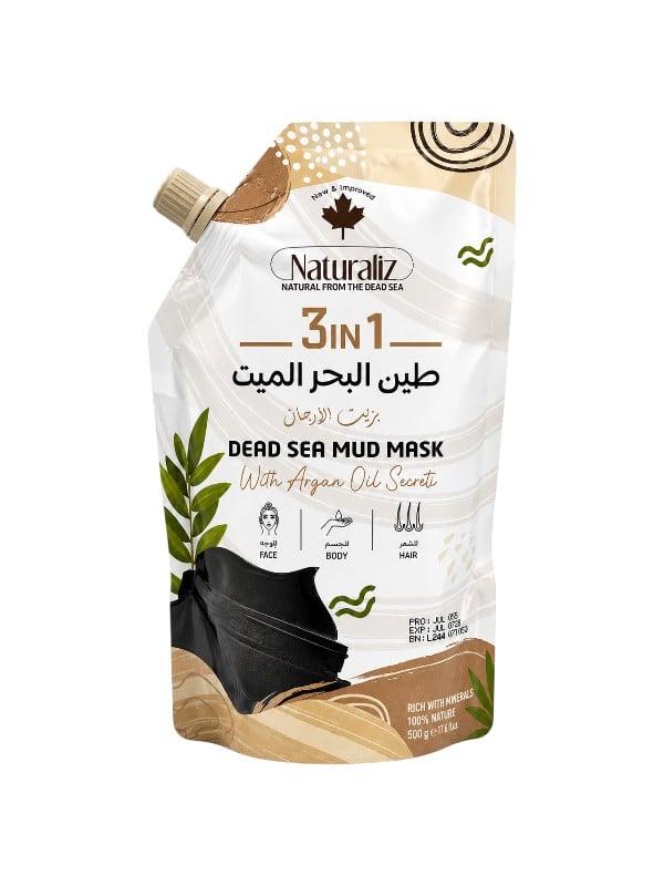 Naturaliz 3-in-1 Dead Sea Mud Mask with Argan Oil Face Body Hair 500g