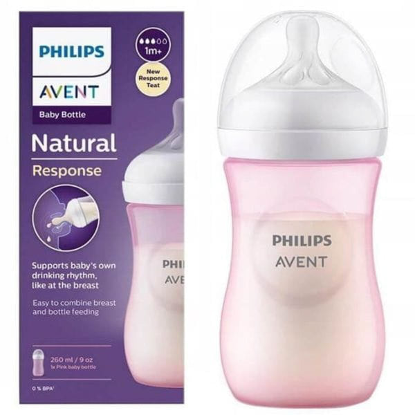 Avent Natural Response Baby Bottle, Pink, BPA-Free, 125 ml