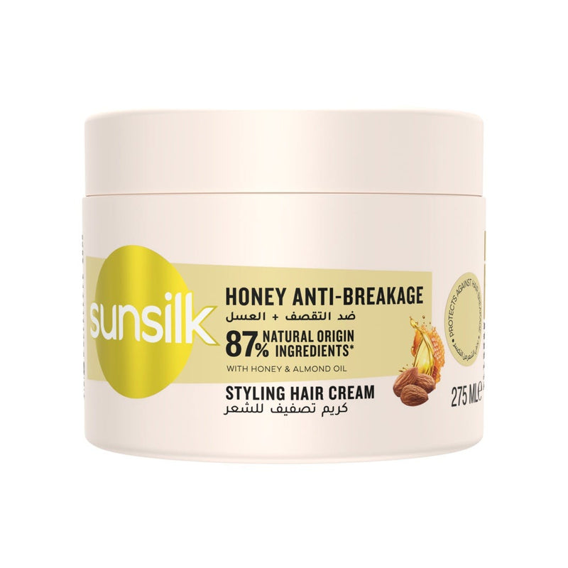 SUNSILK Honey Anti-Breakage Styling Cream, Leave-In Hair Cream with Honey & Almond Oil, 275ml
