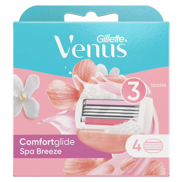 Gillette Venus Spa Breeze Razor Refills, 3-Blade Cartridges, White Tea Scent, 4 Count