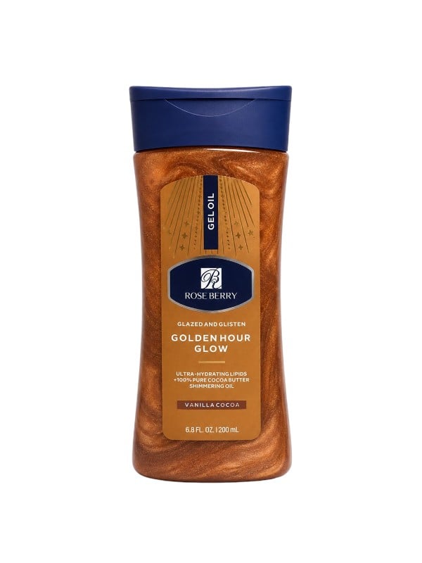 Rose Berry Cocoa Butter Moisturizing Gel Oil, Golden Shimmer, 200 ml