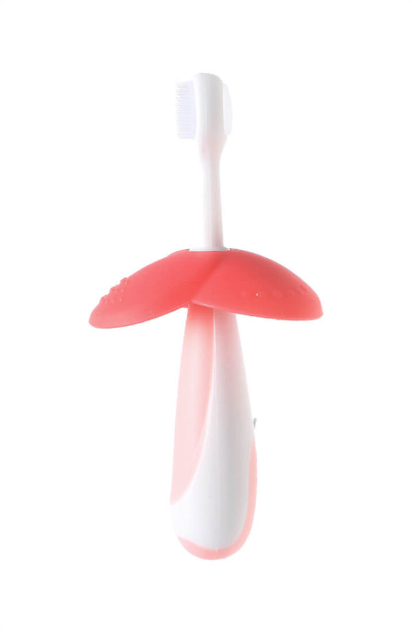 Luqu Flower Shape Silicone Baby Toothbrush, Pink, Chewable Design