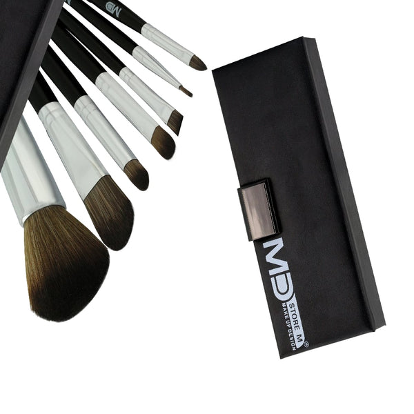 MD Makeup Brush Set Synthetic Brushes 7 Pieces with Case