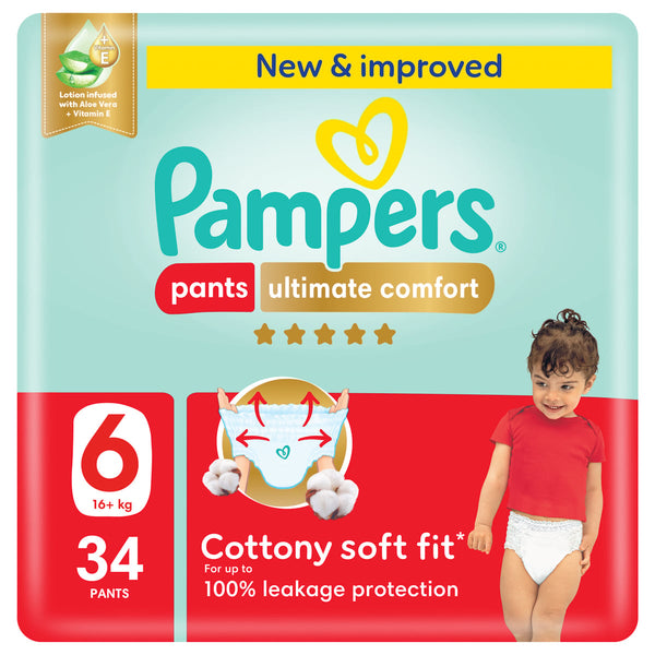 Pampers Pants Ultimate Comfort Pull-Up Diapers Size 6, 16+ kg, 34 Pants