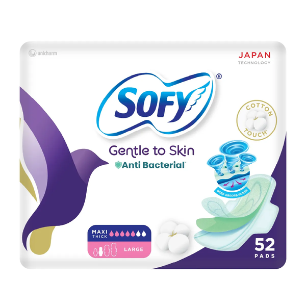 Sofy Maxi Large Sanitary Pads With Wings Slim Design 52 Pieces