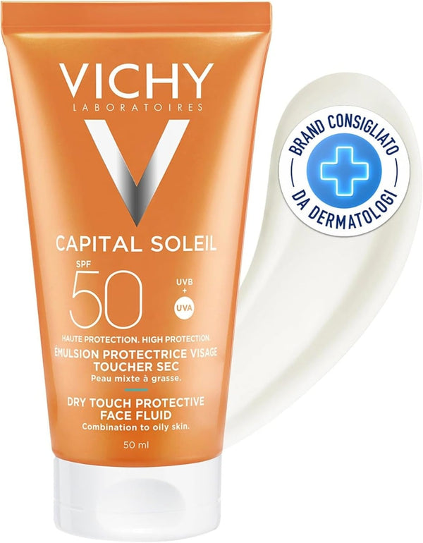 Vichy Capital Soleil SPF50+ Sunscreen Lotion, Lightweight Shine-Control Formula, Combination & Oily Skin, 50 ml