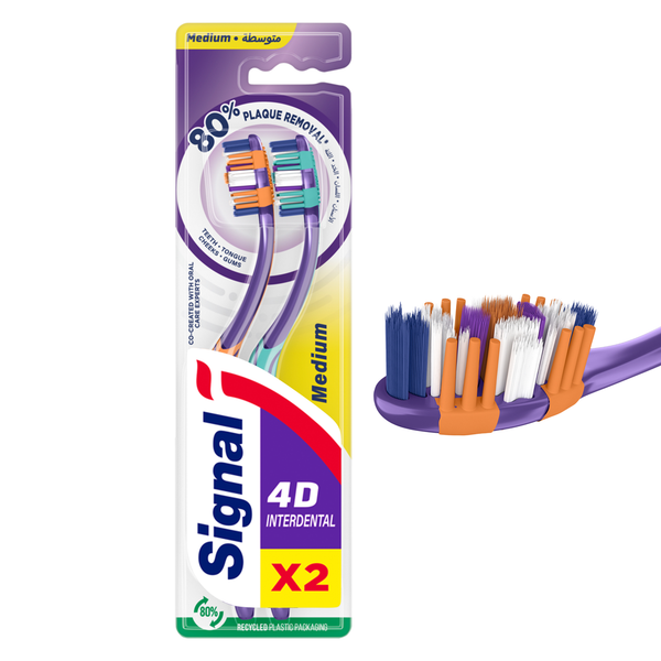 Signal 4D Interdental Toothbrush Medium Soft Gum Massagers 2 Pack