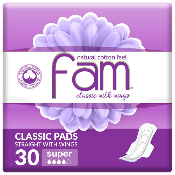 Fam Wings Maxi Super Absorption Sanitary Pads, 3D Core, 30 Pack