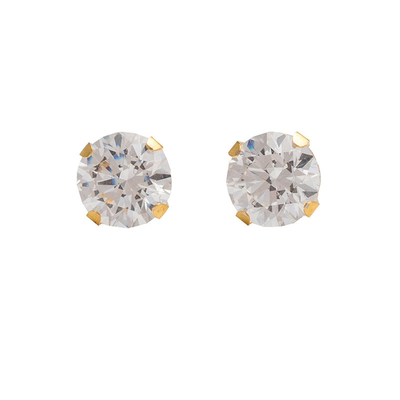 Studex Gold-Plated 5 mm Cubic Zirconia Stud Earrings Clear Crystal