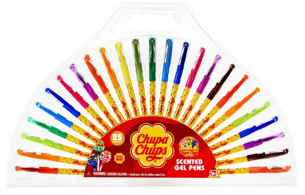 Chupa Chups Scented Gel Pens, Fruity Candy Scent, Glitter Grip, 25 Count
