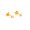 Studex Gold-Plated Tiffany Earrings, 3 mm Clear Cubic Zirconia Studs
