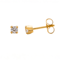 Studex Gold-Plated Tiffany Earrings, 3 mm Clear Cubic Zirconia Studs