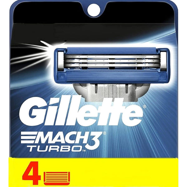 Gillette Mach3 Turbo Replacement Razor Blades 3-Blade Technology 4 Refills