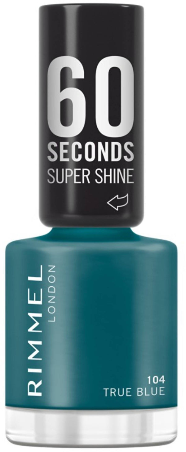 Rimmel 60 Seconds Super Shine Nail Polish Quick-Dry Glossy Finish 104 True Blue