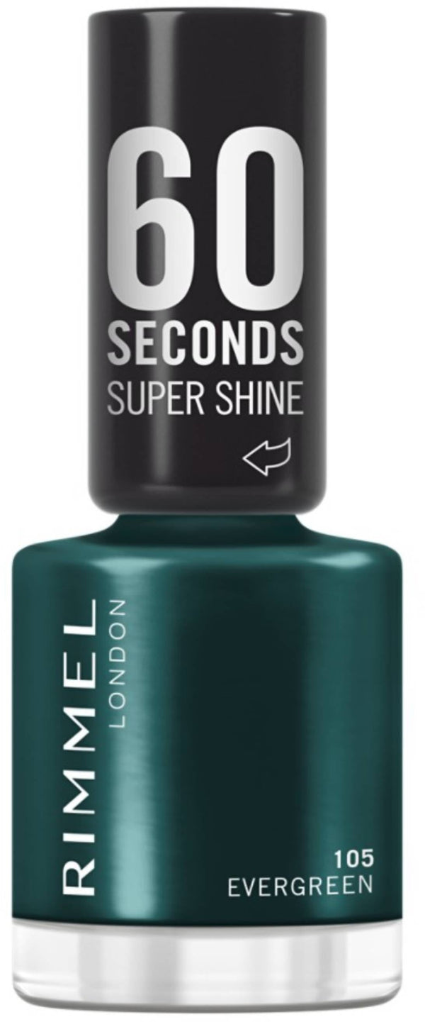 Rimmel London 60 Seconds Super Shine Nail Polish Quick-Dry Glossy Finish 105 Evergreen