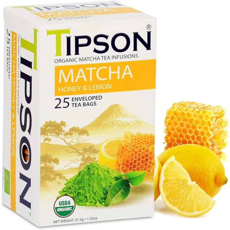 TIPSON Matcha Honey & Lemon Tea Bags, 25 Tea Bags