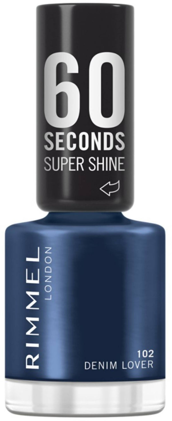Rimmel 60 Seconds Super Shine Nail Polish Quick-Dry Glossy Finish 102 Denim Lover