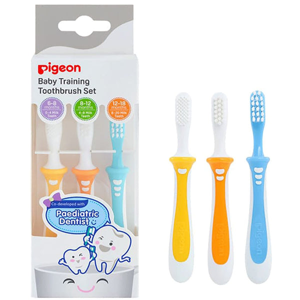 Pigeon Baby Training Toothbrush Set Lessons 1-2-3 with Protective Shields
