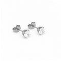 Studex Stainless Steel Tiffany Heart Stud Earrings, Cubic Zirconia Clear Crystal, 5 x 5 mm