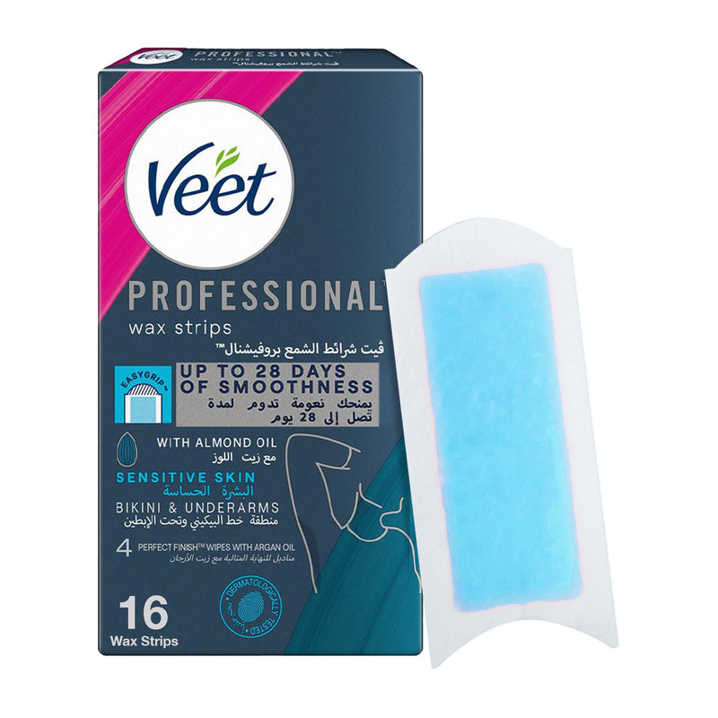Veet Wax Strips Bikini Area Gel Formula Sensitive Skin 20 Pieces