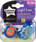 Tommee Tippee Night Time Soother Symmetrical Orthodontic Silicone Glow Handle 18-36m, 2 Pieces