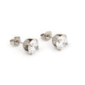 Studex Tiffany 7 mm Cubic Zirconia Stainless Steel Earrings, Clear Crystal