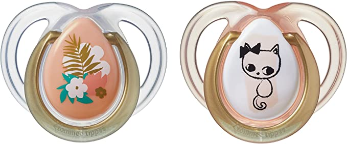Tommee Tippee Moda Soother Symmetrical Silicone Pacifiers Girl 0-6 Months 2-Pack