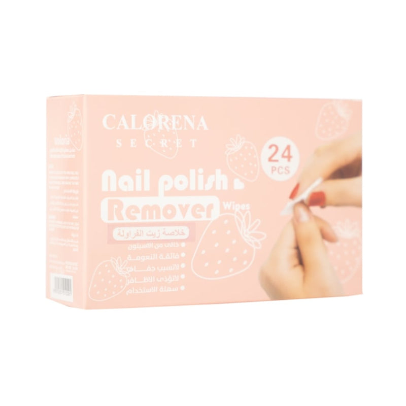 Carolina Nail Polish Remover Wipes Acetone-Free Strawberry Oil Extract 24 Wipes