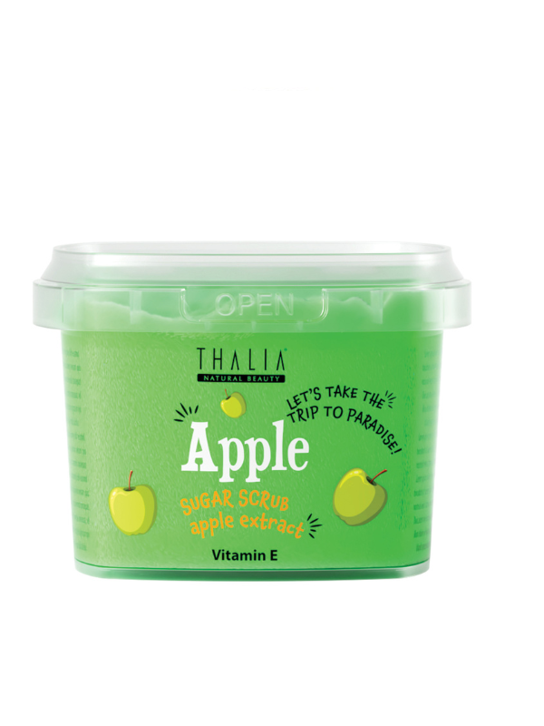 Thalia Natural Sugar Scrub Body Exfoliator with Apple Extract, Crisp Apple Scent, 300g