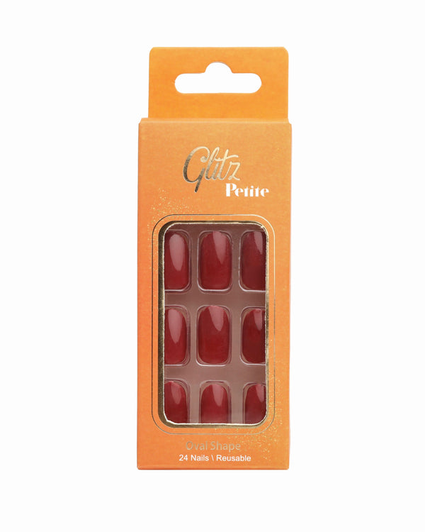 Petite Oval Press-On False Nails Wine #4 with Adhesive Backing, 24 Sizes