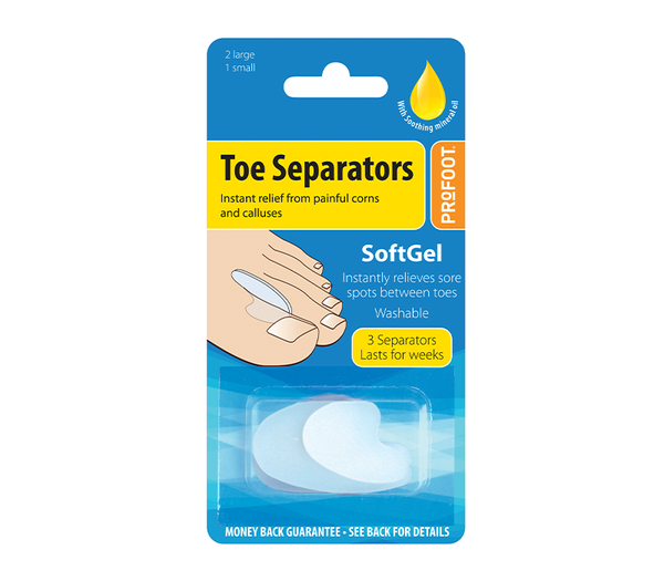 Profoot Soft Gel Toe Separators, Mineral Oil Cushioned, 3 Pieces