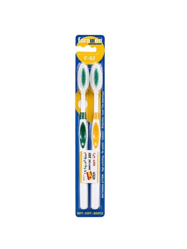 Foramen Daily Care Anti-Plaque Toothbrushes Soft Bristles Flexible Head 2-Pack Assorted Colors