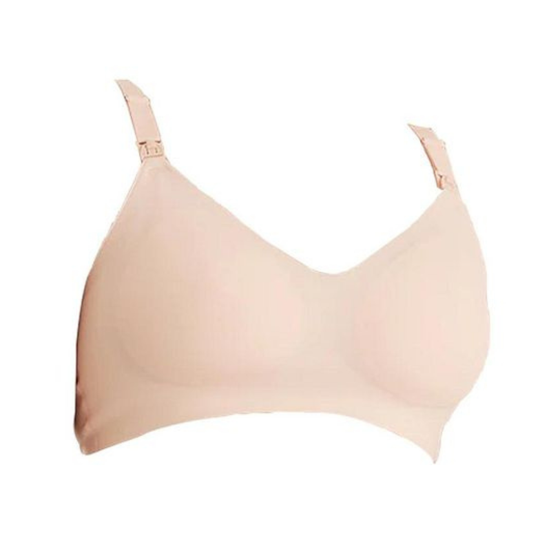 Momcozy Nursing Bra Yn21 Wire-Free Seamless Hands-Free Pumping Black Beige Cream M