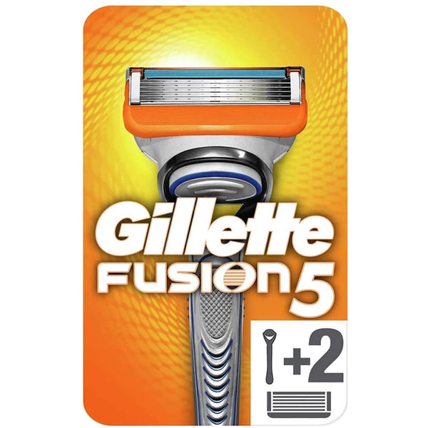Gillette Fusion System Razor 5-Blade Flexible Comfort Guard with Precision Trimmer, Handle and 2 Refill Blades