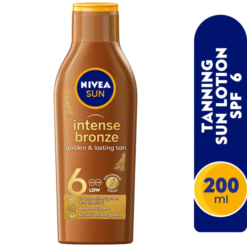 NIVEA Sun Intense Bronze Golden Tan Sun Lotion SPF 6 Vitamin E Carotene 200 ml