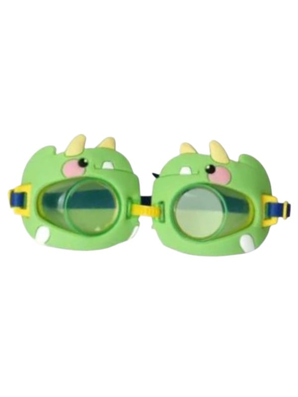 Children's Dinosaur Swimming Goggles Adjustable Strap Clear Lenses Assorted Colors