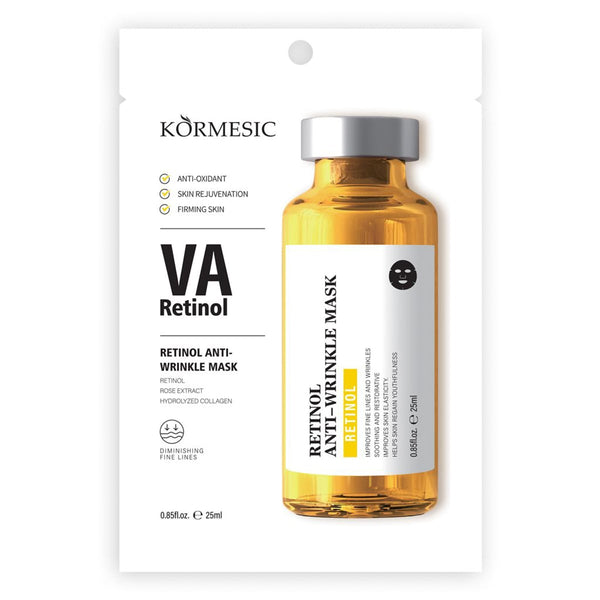 KORMESIC Retinol Anti-Wrinkle Sheet Face Mask with Rose Extract, Pack of 5 x 25 ml