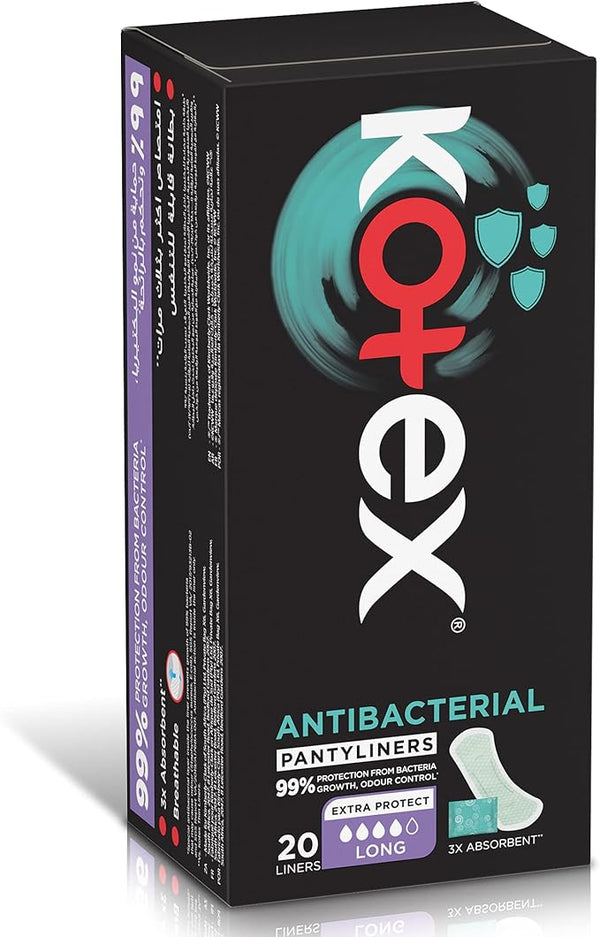 Kotex Antibacterial Pantyliners Long 20 Pieces