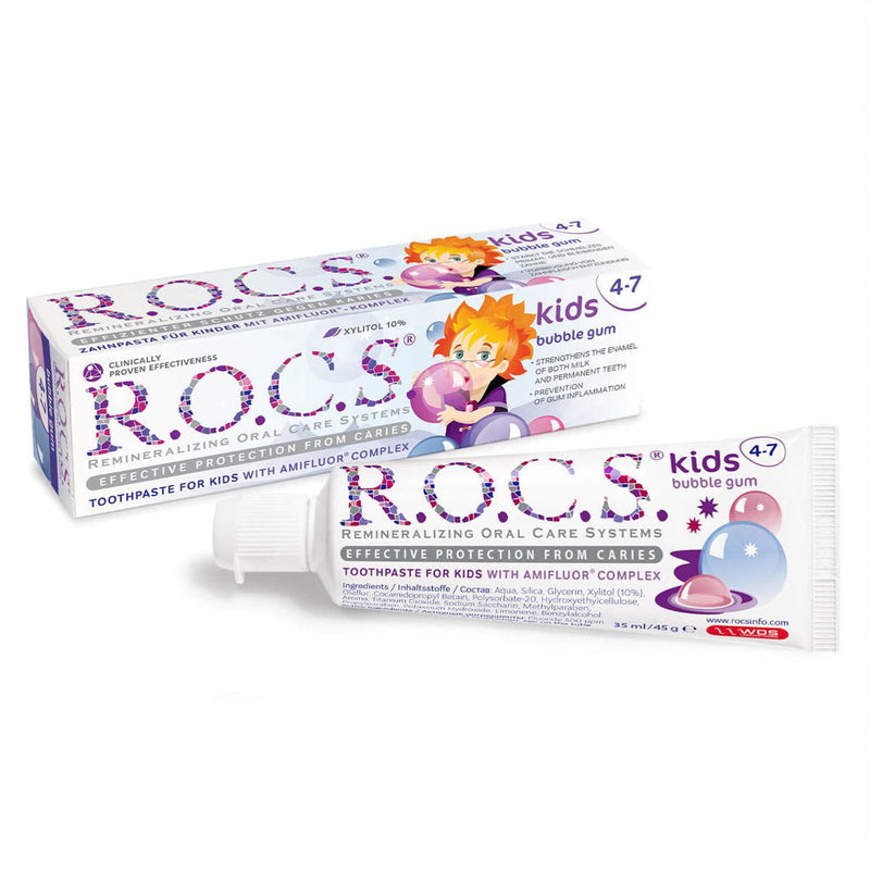 ROCS Kids Bubble Gum Toothpaste for Children Aged 4-7, 35 ml