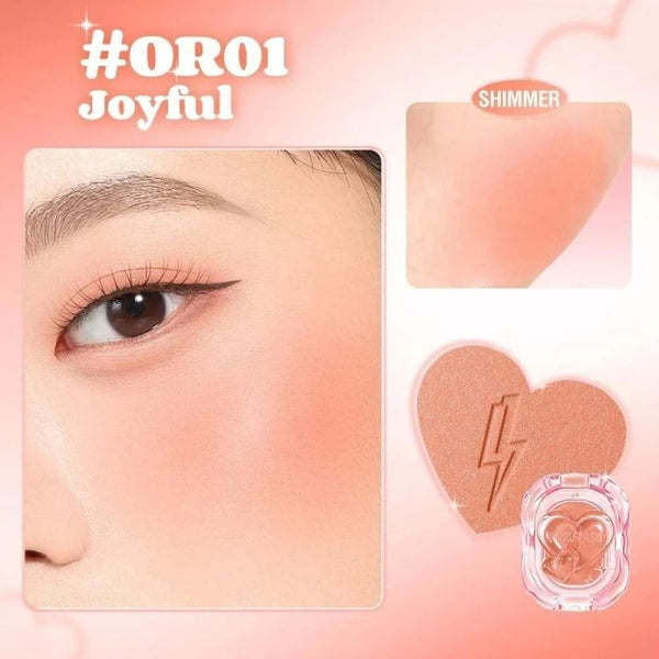 Pink Flash Blush Powder Soft Shimmer Peach OR01 Joyful