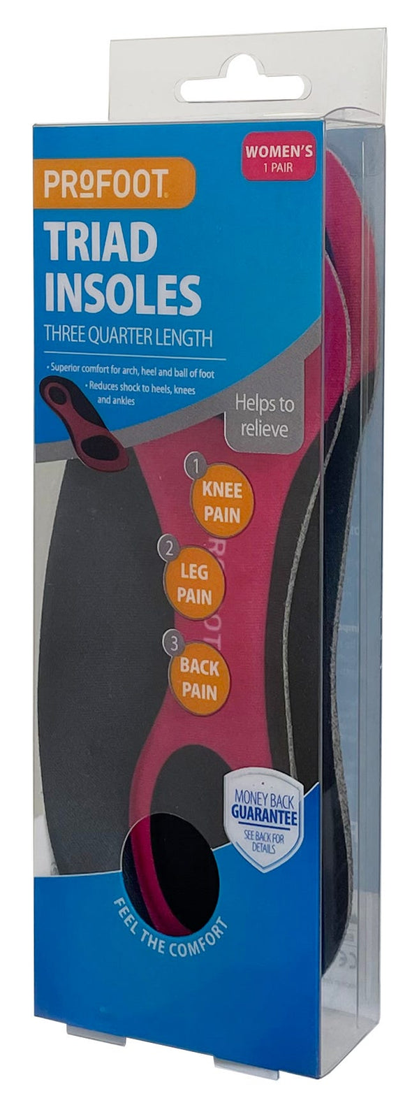 Profoot Triad Women's Three-Quarter-Length Insoles for Arch, Heel and Ball-of-Foot Support