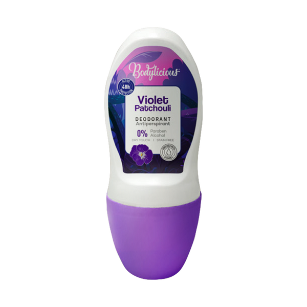 Bodylicious Violet Patchouli Roll-On Deodorant Clinical Strength Sweat Protection 50 ml