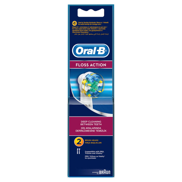 Oral-B Floss Action Electric Toothbrush Replacement Heads Micro-Pulse Bristles 2 Count