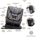 Jovikids Angela Baby Infant Car Seat 360 Swivel Isofix Convertible Group 0+/1/2/3 Black 0-12 Years